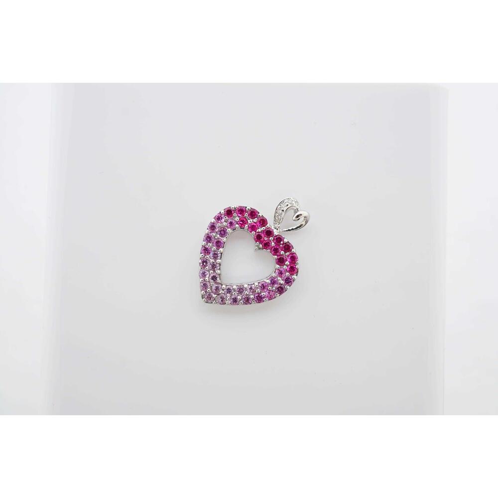 Estate Sale 10k White Gold Sapphire Diamond Charm 1.07 TCW Vintage Jewelry - Picture 2 of 6